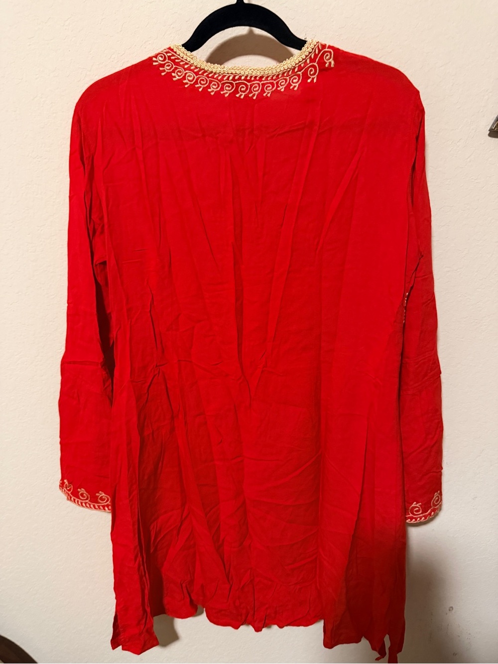 Red Embroidered V-Neck Tunic - Picture 10 of 10